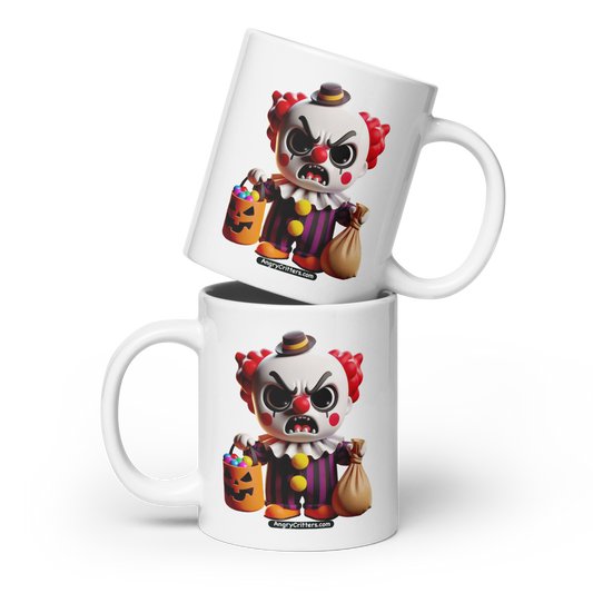 Angry Critters - Halloween Clown Red, White glossy mug