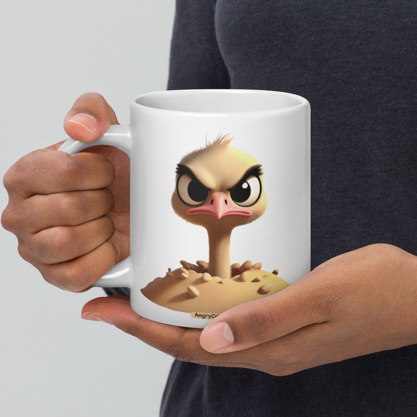 Angry Critters - Ostrich White glossy mug