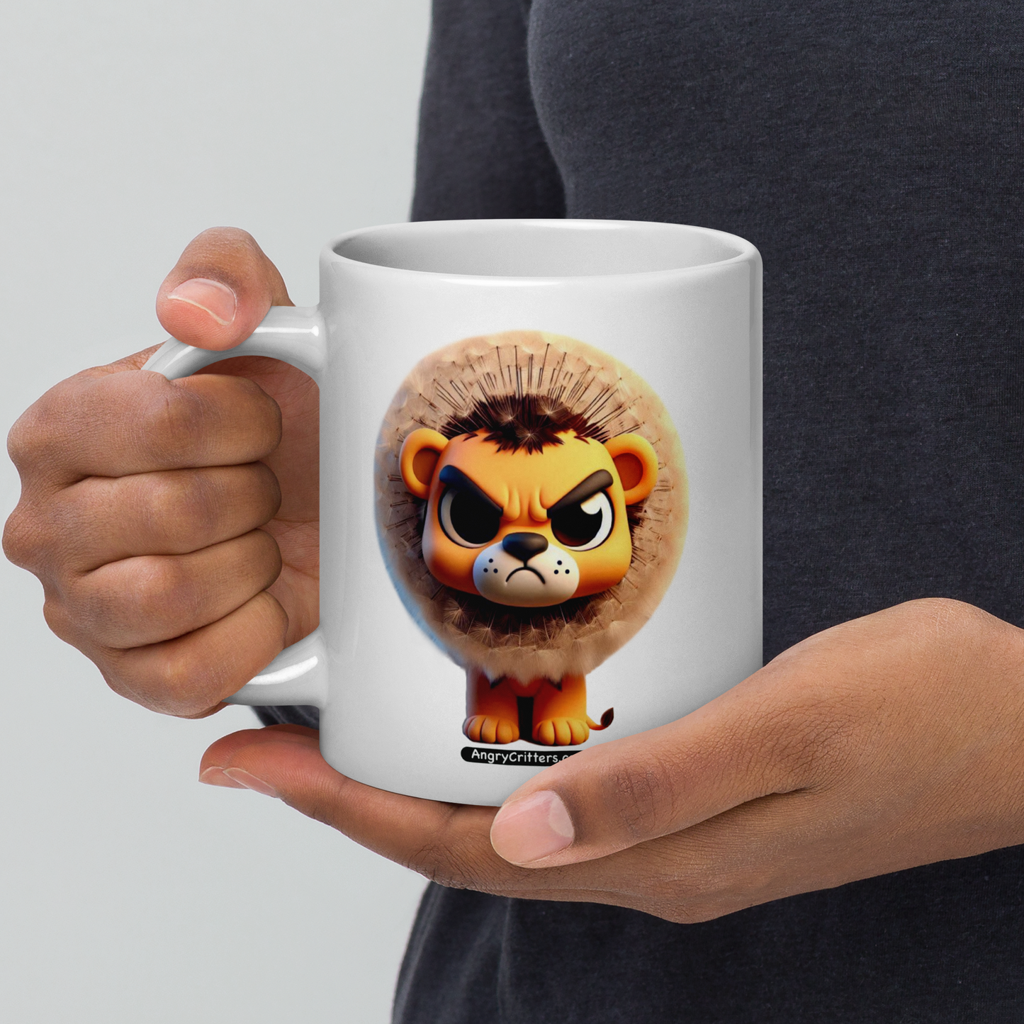 Angry Critters - Dandy Lion White glossy mug