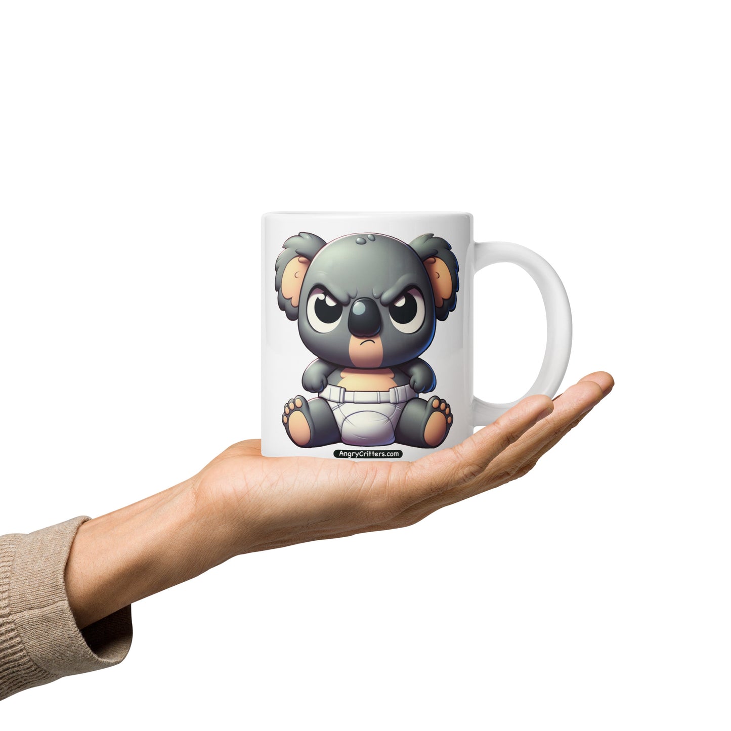 Angry Critters - Koala Baby White glossy mug