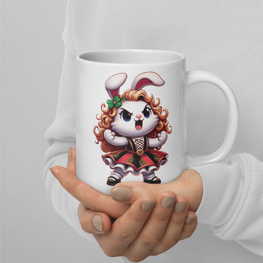 Angry Critters - Bunny Irish Dancer White glossy mug