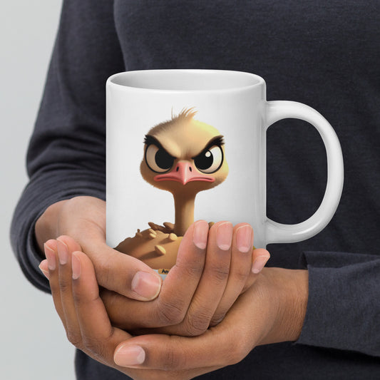 Angry Critters - Ostrich White glossy mug