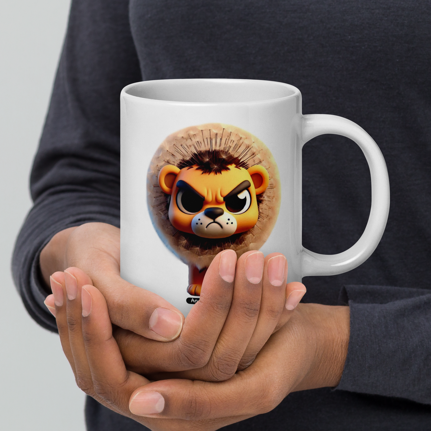 Angry Critters - Dandy Lion White glossy mug