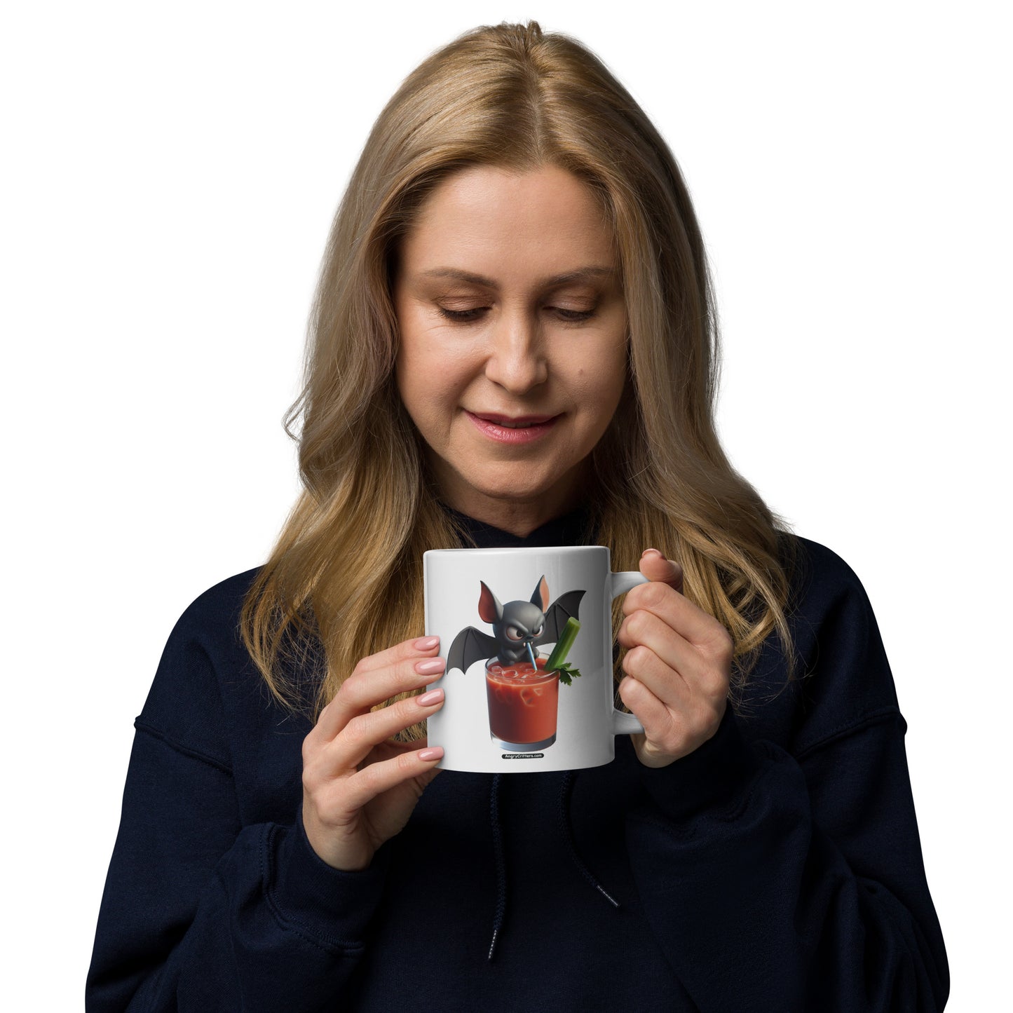 Angry Critters - Bat with Bloody Mary, White glossy mug