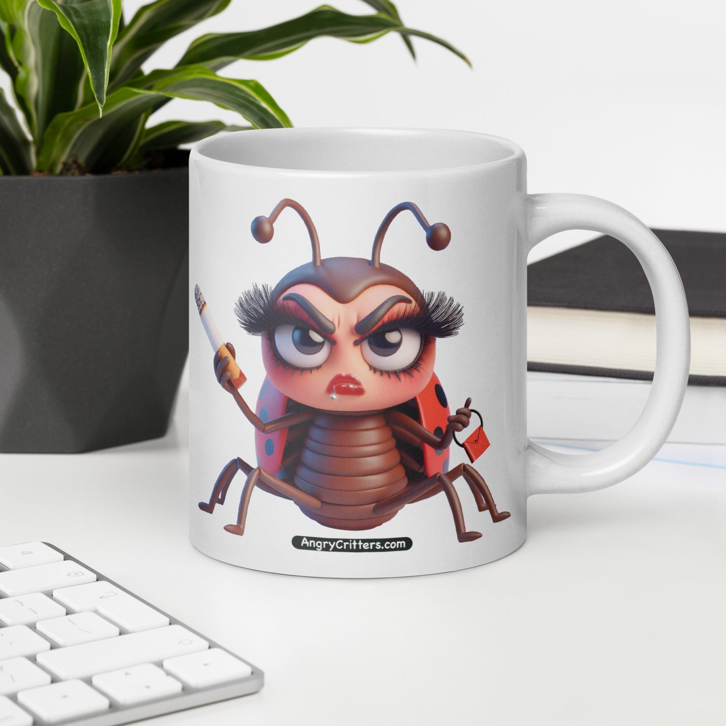 Angry Critters - That’s No Ladybug, White glossy mug