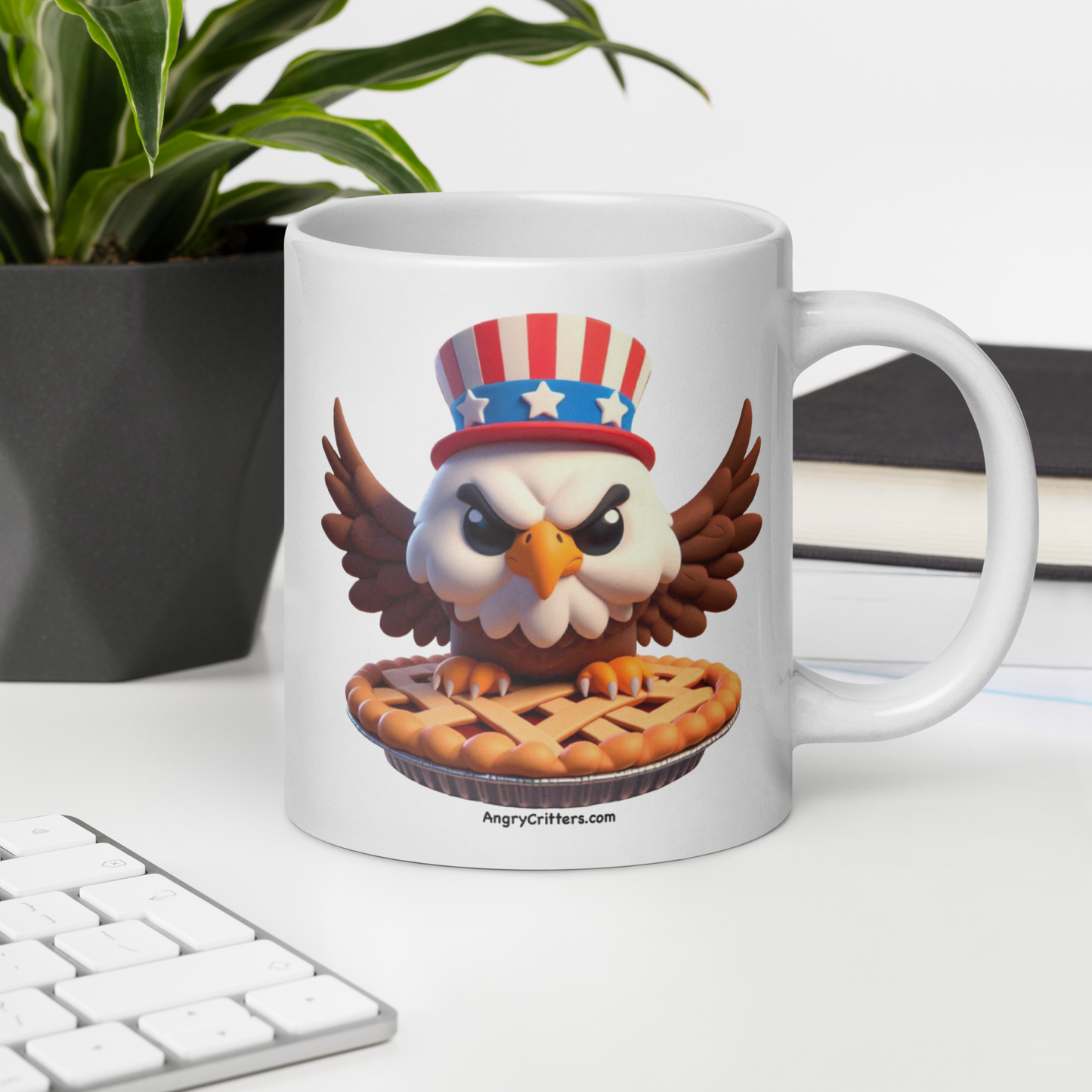 Angry Critters - American Eagle, White glossy mug