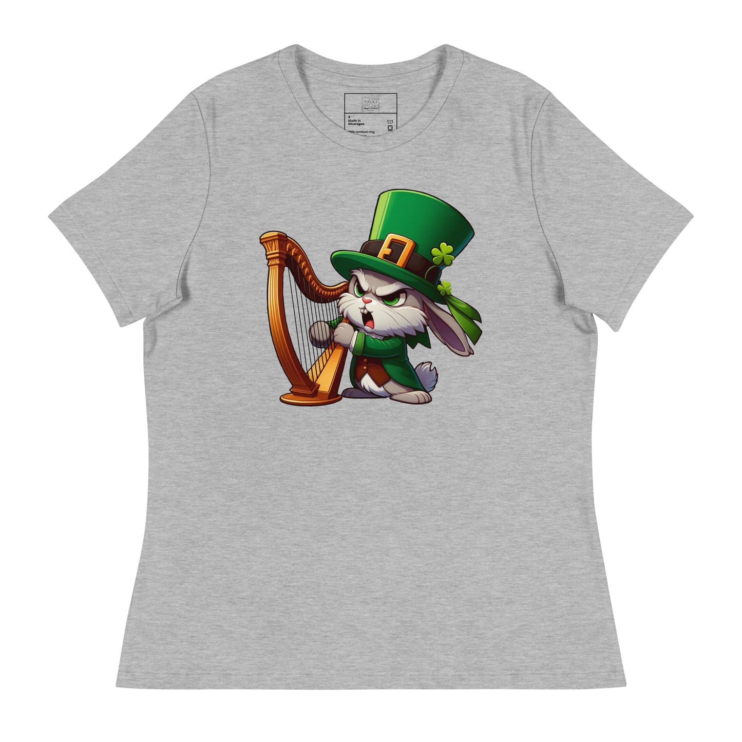 Angry Critters - Irish Hare with Celtic Harp, Women's Relaxed T-Shirt