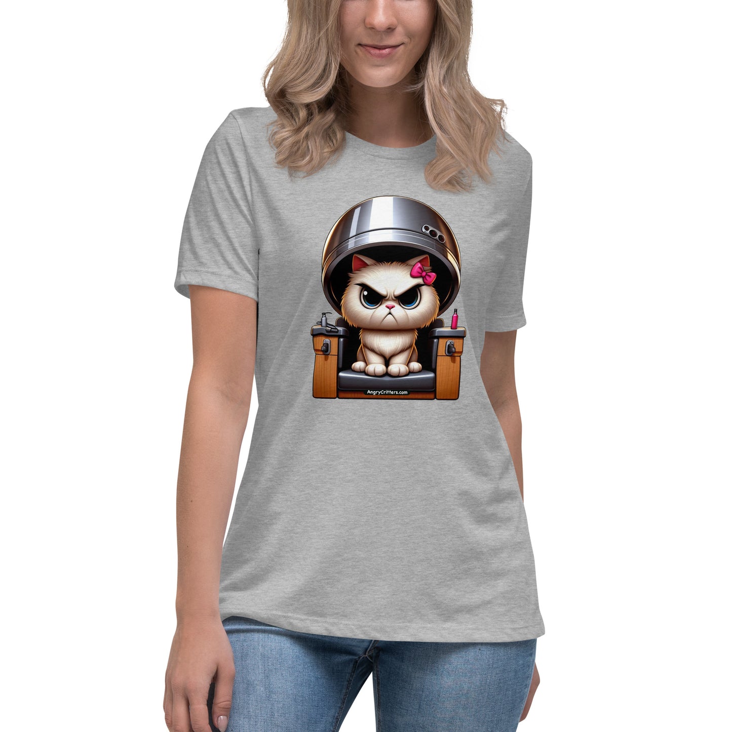 Angry Critters - White Cat Under Dryer Women's Relaxed T-Shirt