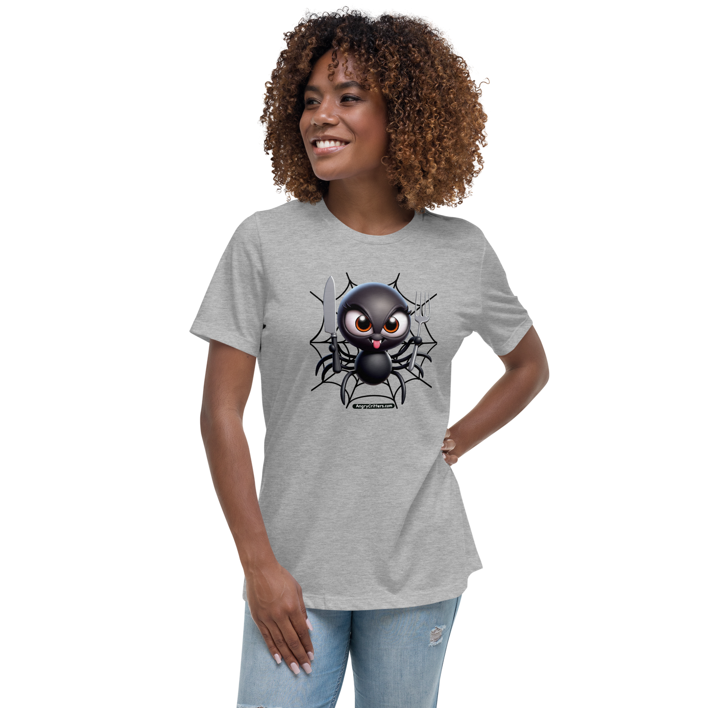 Angry Critters - Black Widow Spider, Women's Relaxed T-Shirt