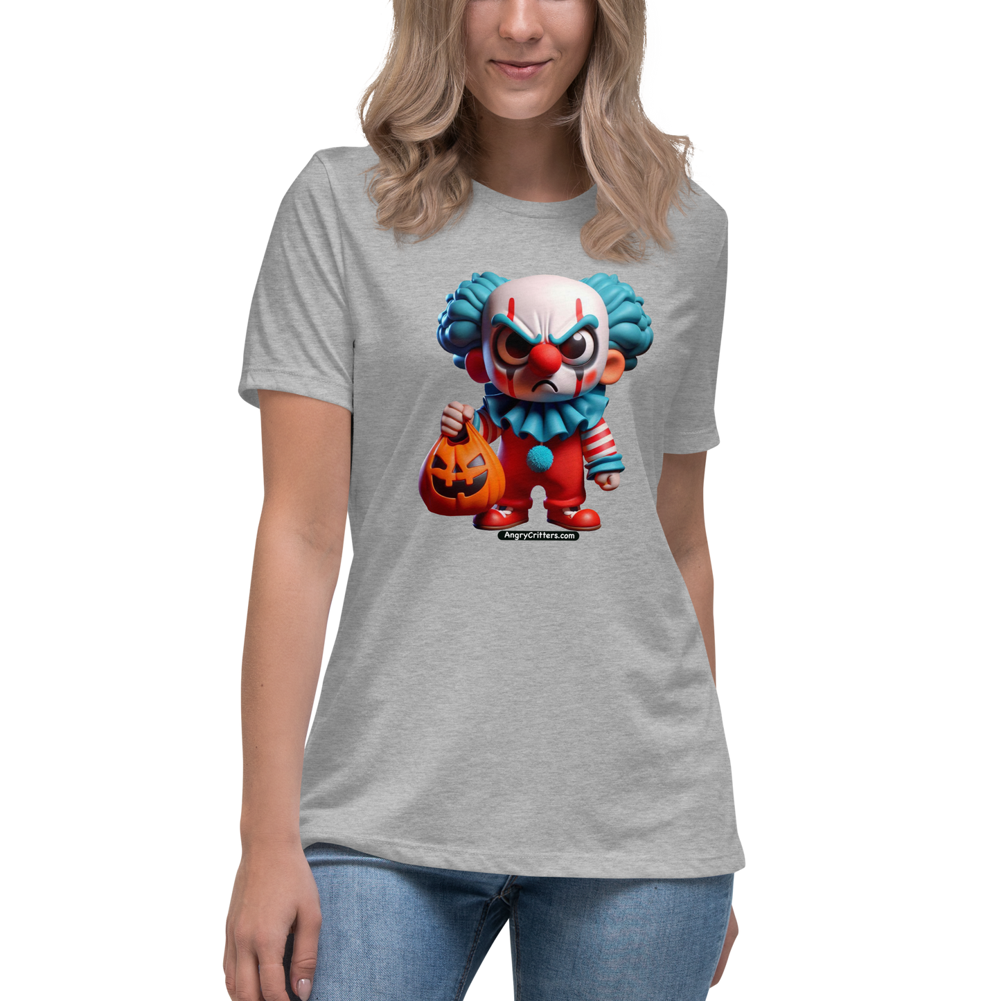 Angry Critters - Halloween Clown Blue, Women's Relaxed T-Shirt