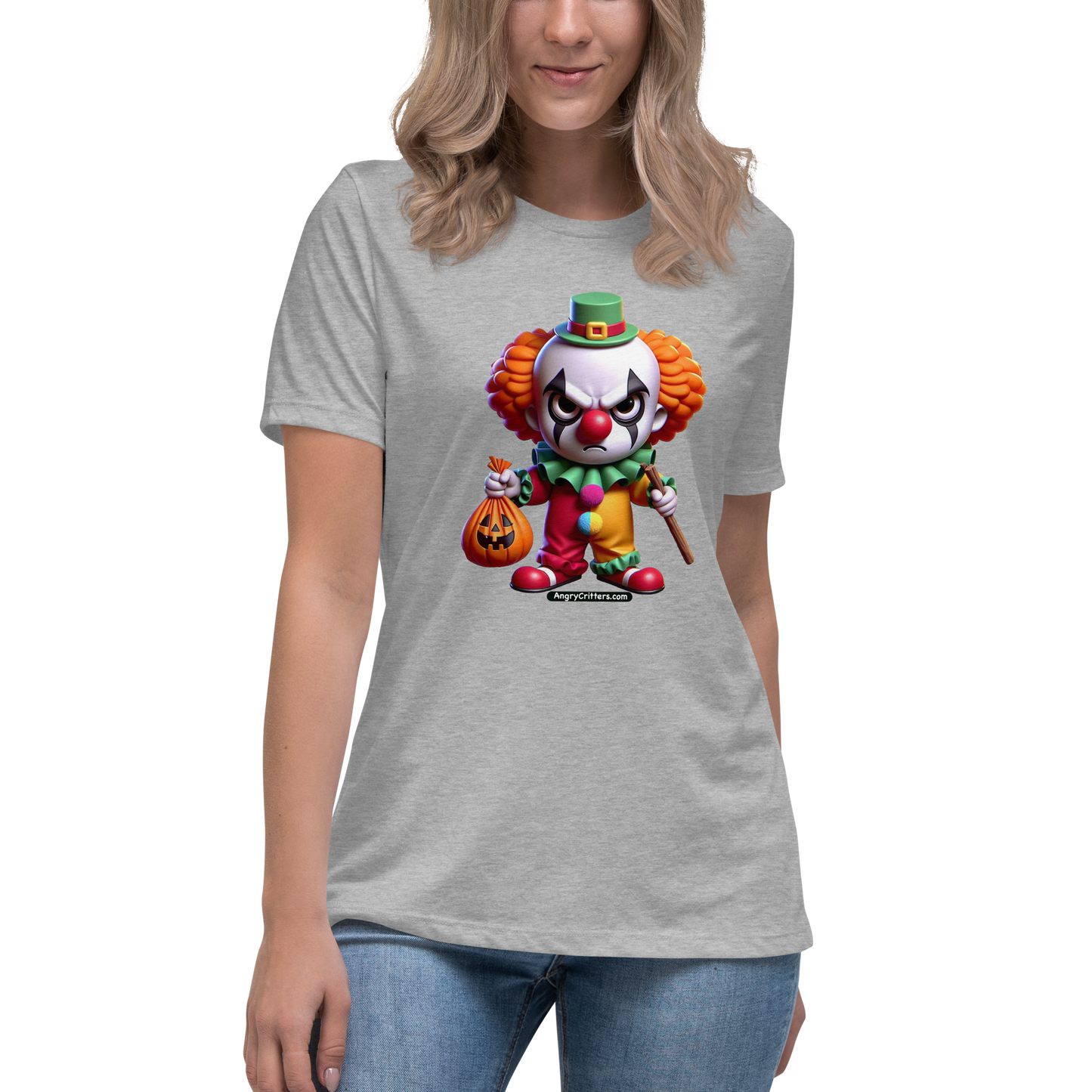 Angry Critters - Halloween Clown Orange, Women's Relaxed T-Shirt