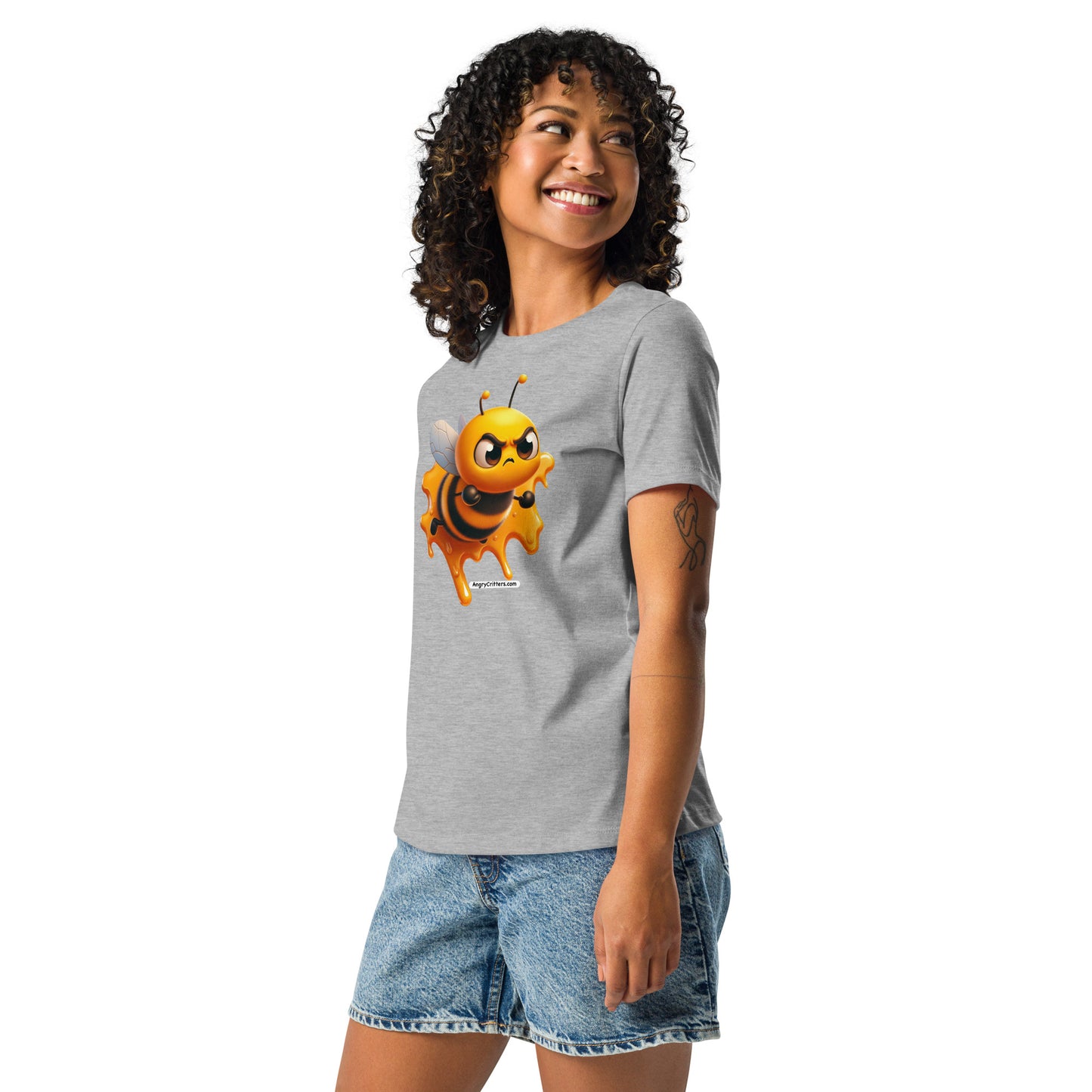 Angry Critters - Bee Stuck in Honey Women's Relaxed T-Shirt