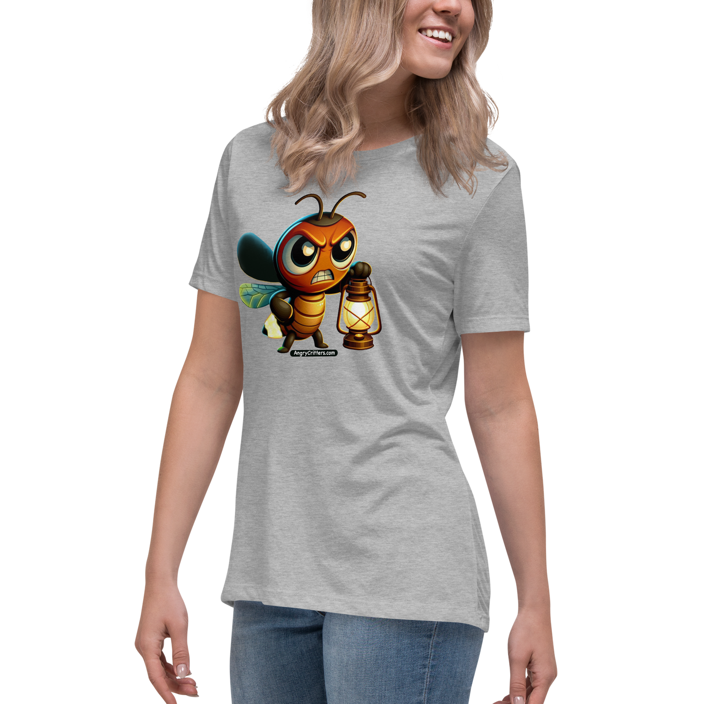 Angry Critters - Firefly with Lamp, Women's Relaxed T-Shirt