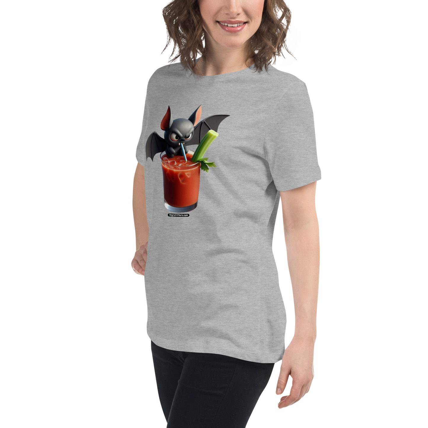 Angry Critters - Bat with Bloody Mary, Women's Relaxed T-Shirt