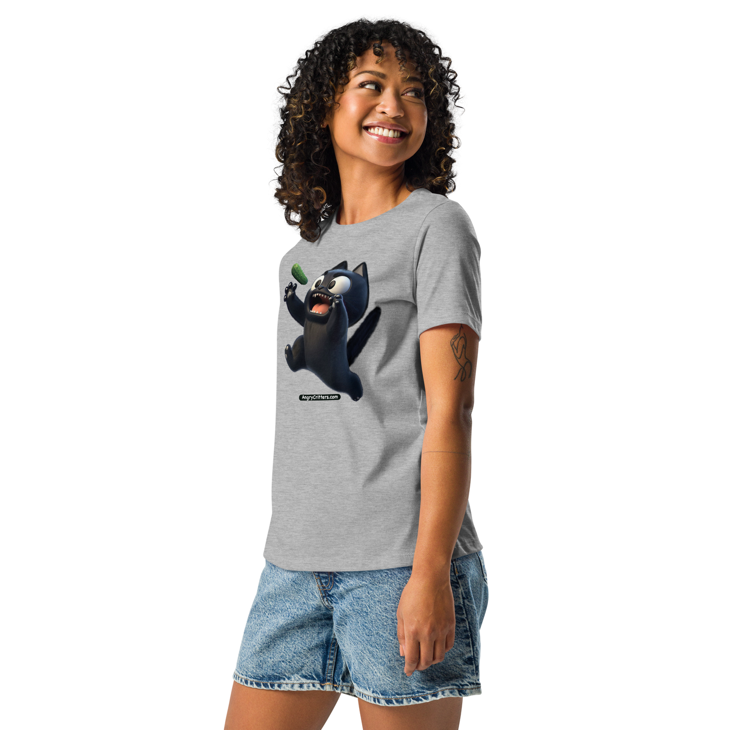 Angry Critters - Black Cat Scare, Women's Relaxed T-Shirt