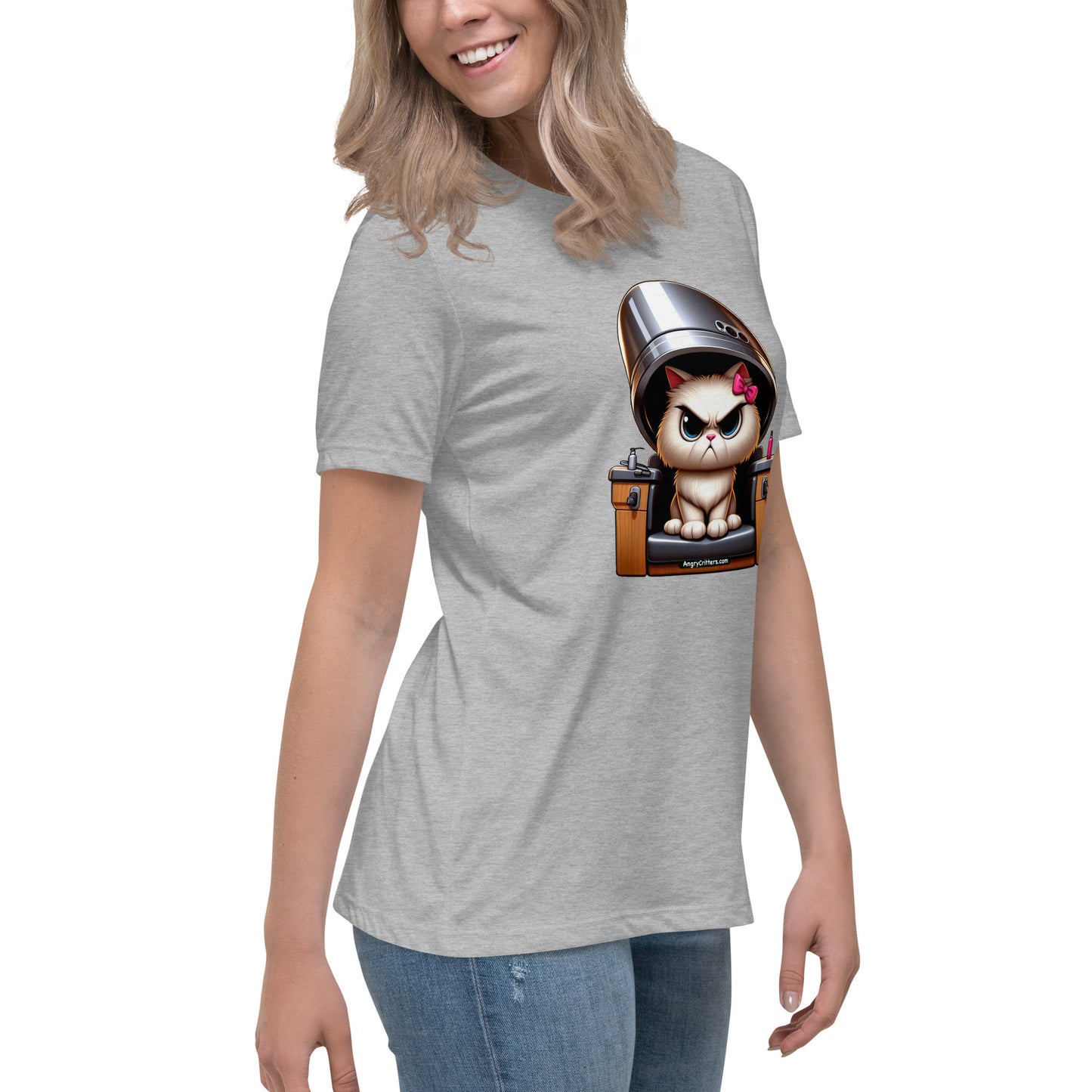 Angry Critters - White Cat Under Dryer Women's Relaxed T-Shirt