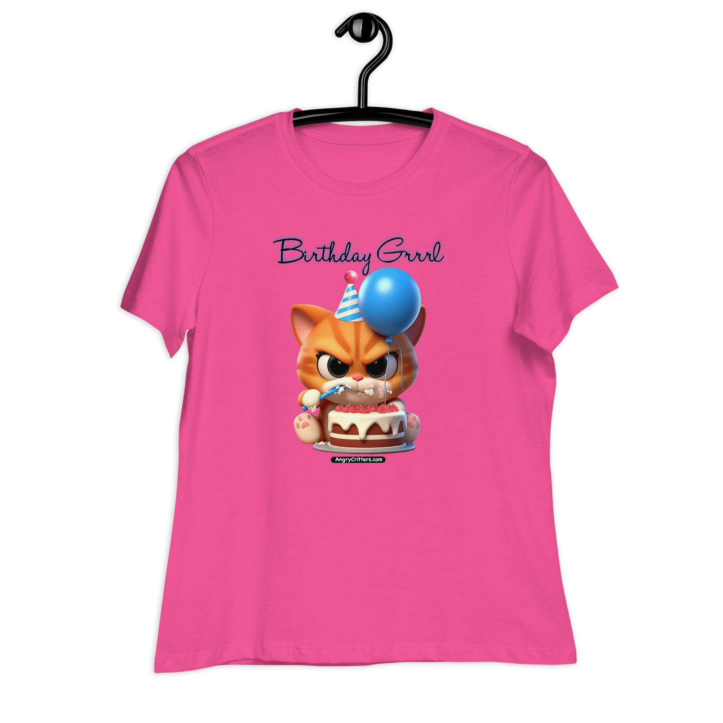 Angry Critters - Birthday Grrrl, Orange Kitty, Women's Relaxed T-Shirt