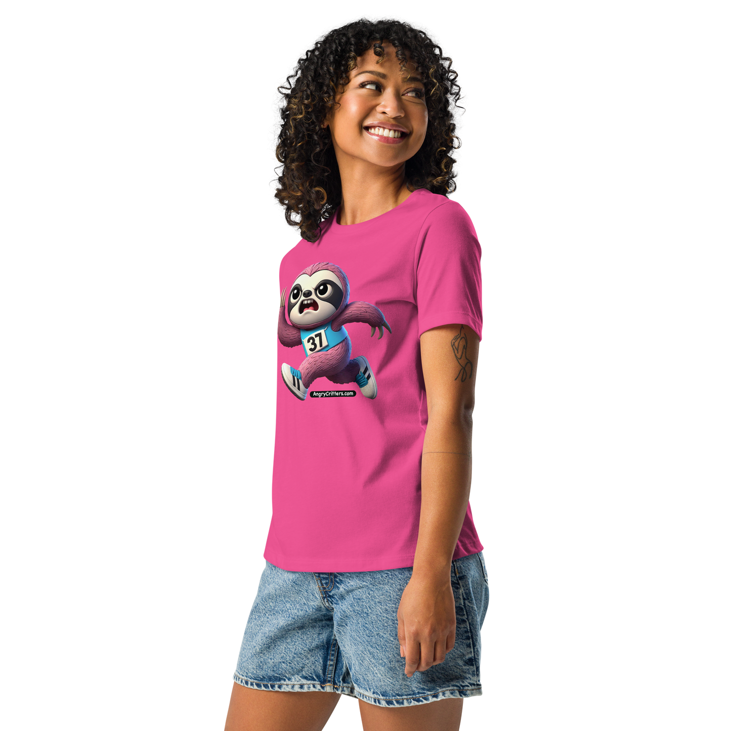 Angry Critters - Running Sloth, Women's Relaxed T-Shirt