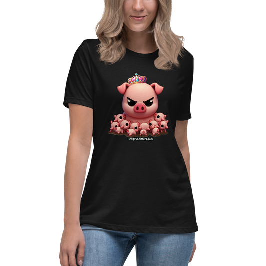 Angry Critters - Mother’s Day Pig & Piglets Women's Relaxed T-Shirt