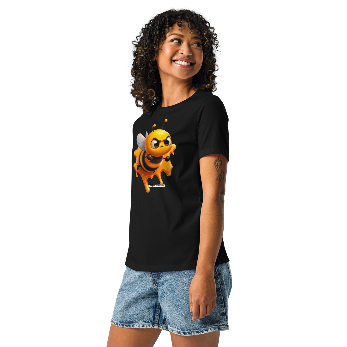 Angry Critters - Bee Stuck in Honey Women's Relaxed T-Shirt