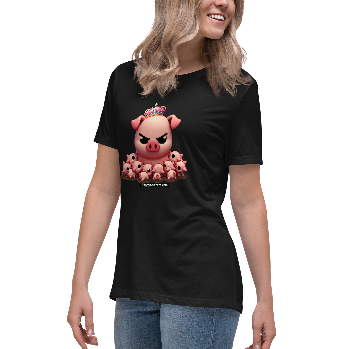 Angry Critters - Mother’s Day Pig & Piglets Women's Relaxed T-Shirt