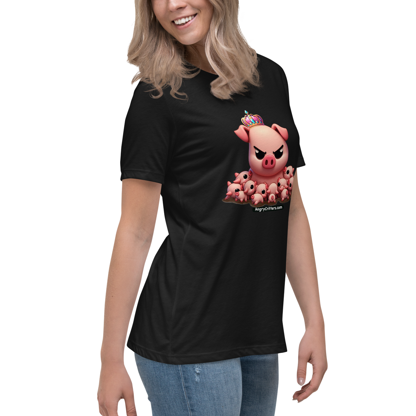 Angry Critters - Mother’s Day Pig & Piglets Women's Relaxed T-Shirt