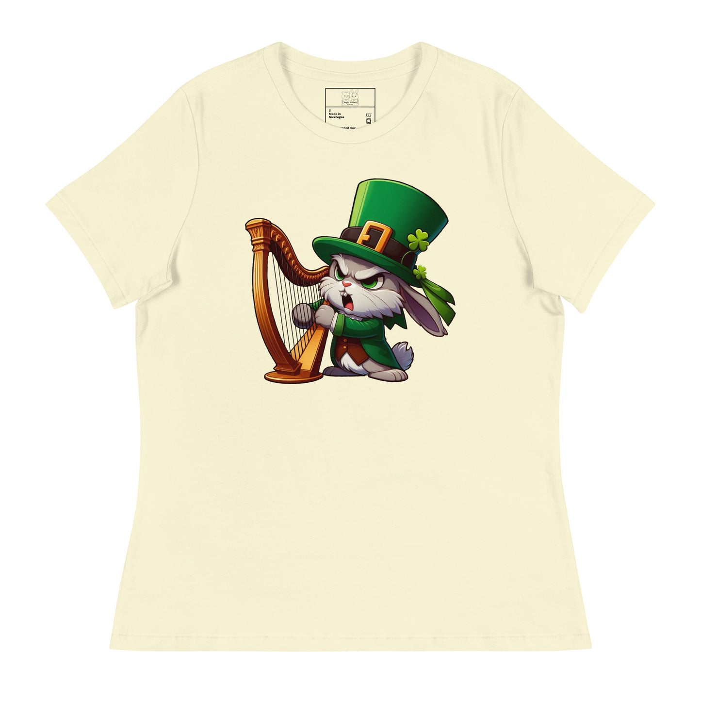 Angry Critters - Irish Hare with Celtic Harp, Women's Relaxed T-Shirt