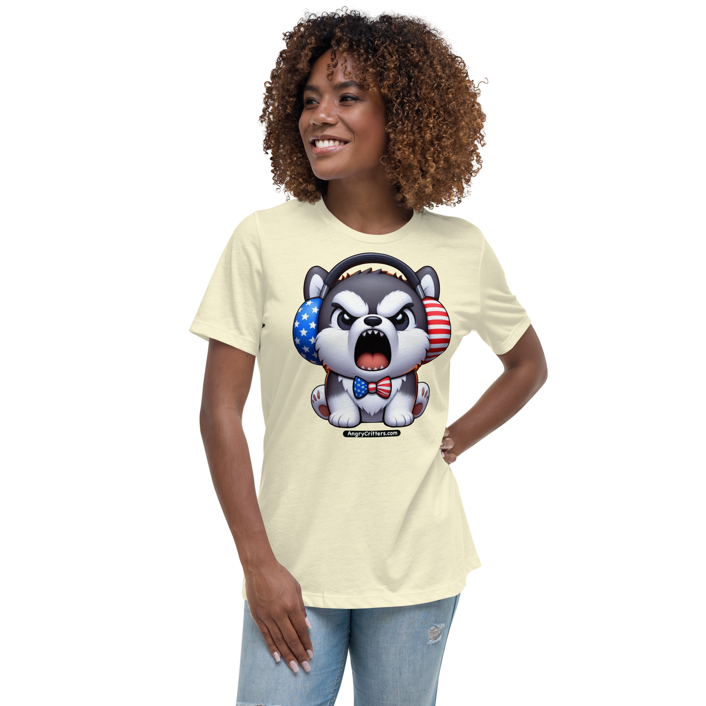 Angry Critters - American Husky, Women's Relaxed T-Shirt