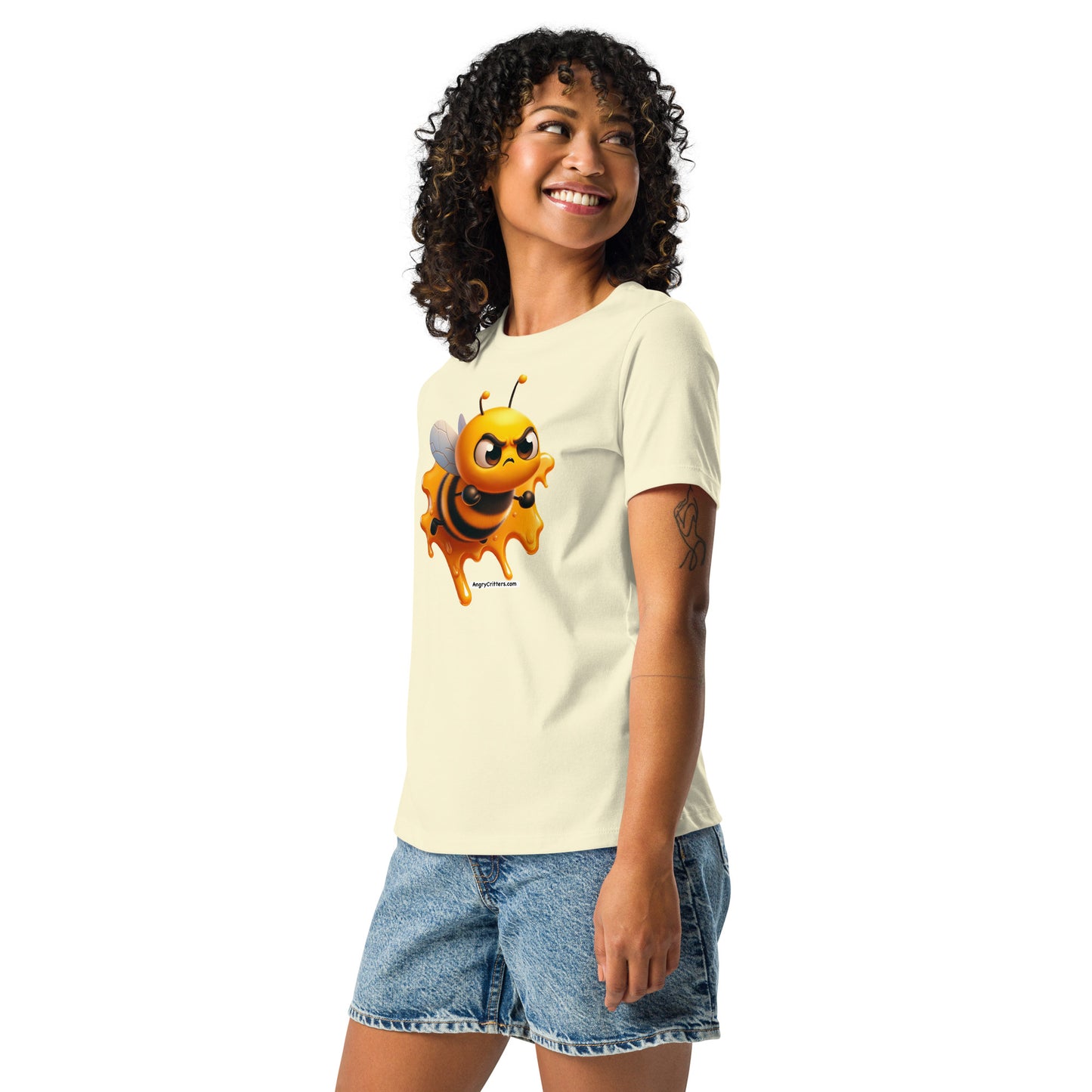 Angry Critters - Bee Stuck in Honey Women's Relaxed T-Shirt