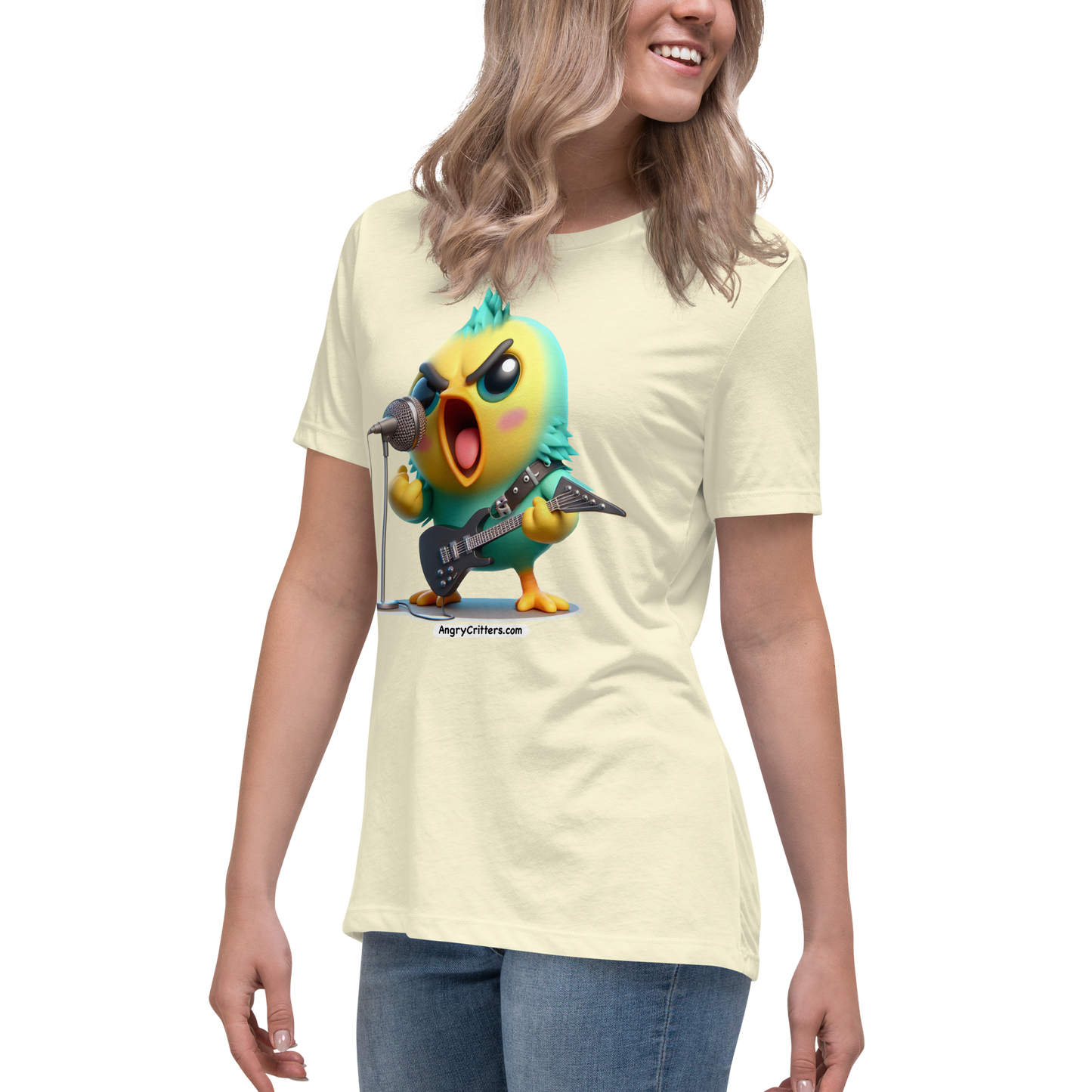 Angry Critters - Parakeet with an Axe, Women's Relaxed T-Shirt