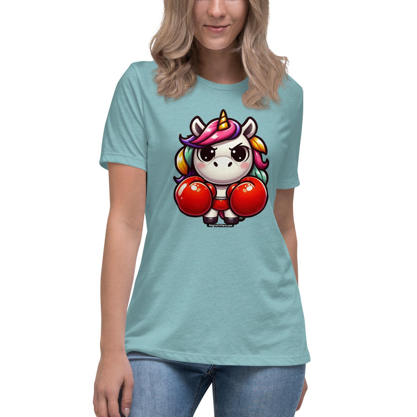 Angry Critters - Unicorn in Boxing Gloves Women's Relaxed T-Shirt