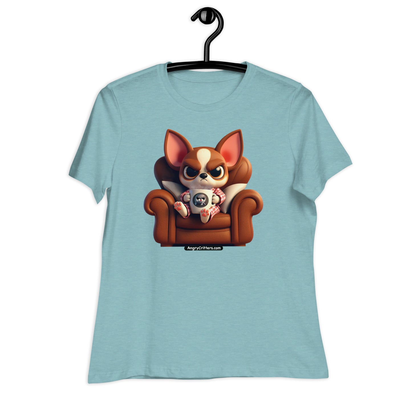 Angry Critters - Chihuahua Drinking Coffee Women's Relaxed T-Shirt