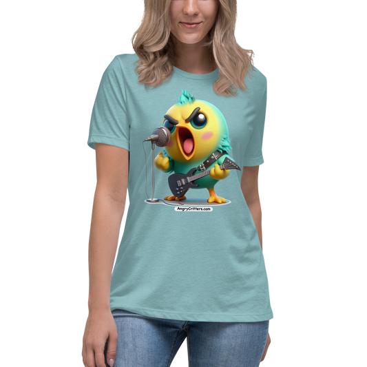 Angry Critters - Parakeet with an Axe, Women's Relaxed T-Shirt