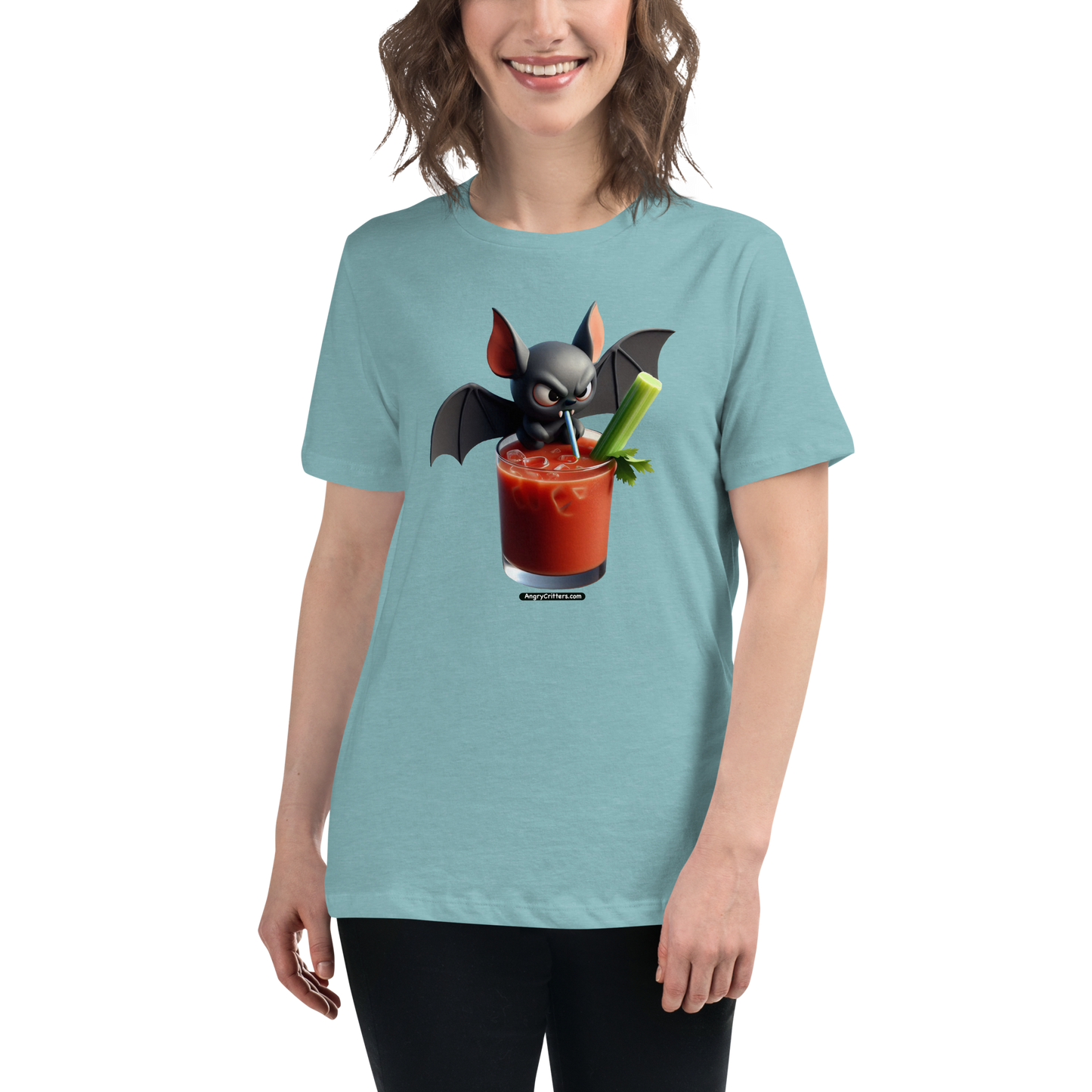 Angry Critters - Bat with Bloody Mary, Women's Relaxed T-Shirt