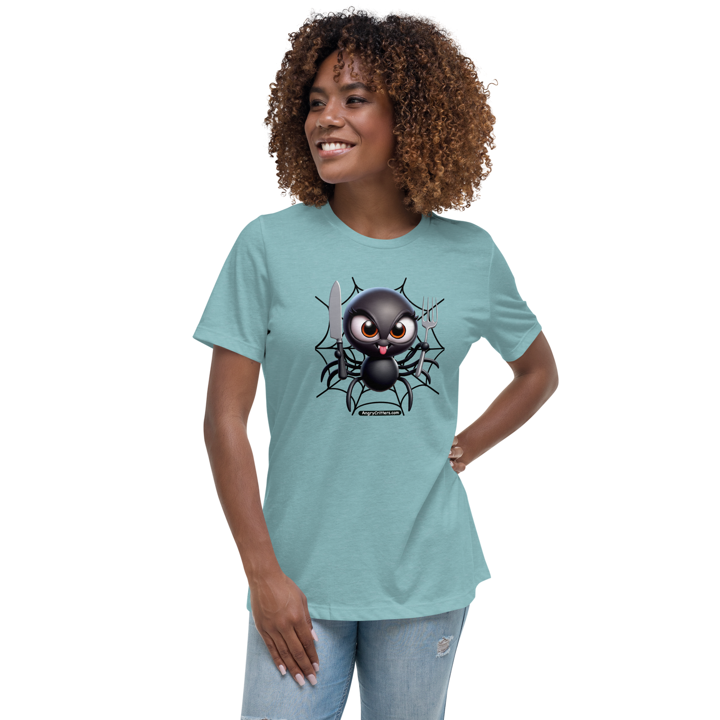 Angry Critters - Black Widow Spider, Women's Relaxed T-Shirt