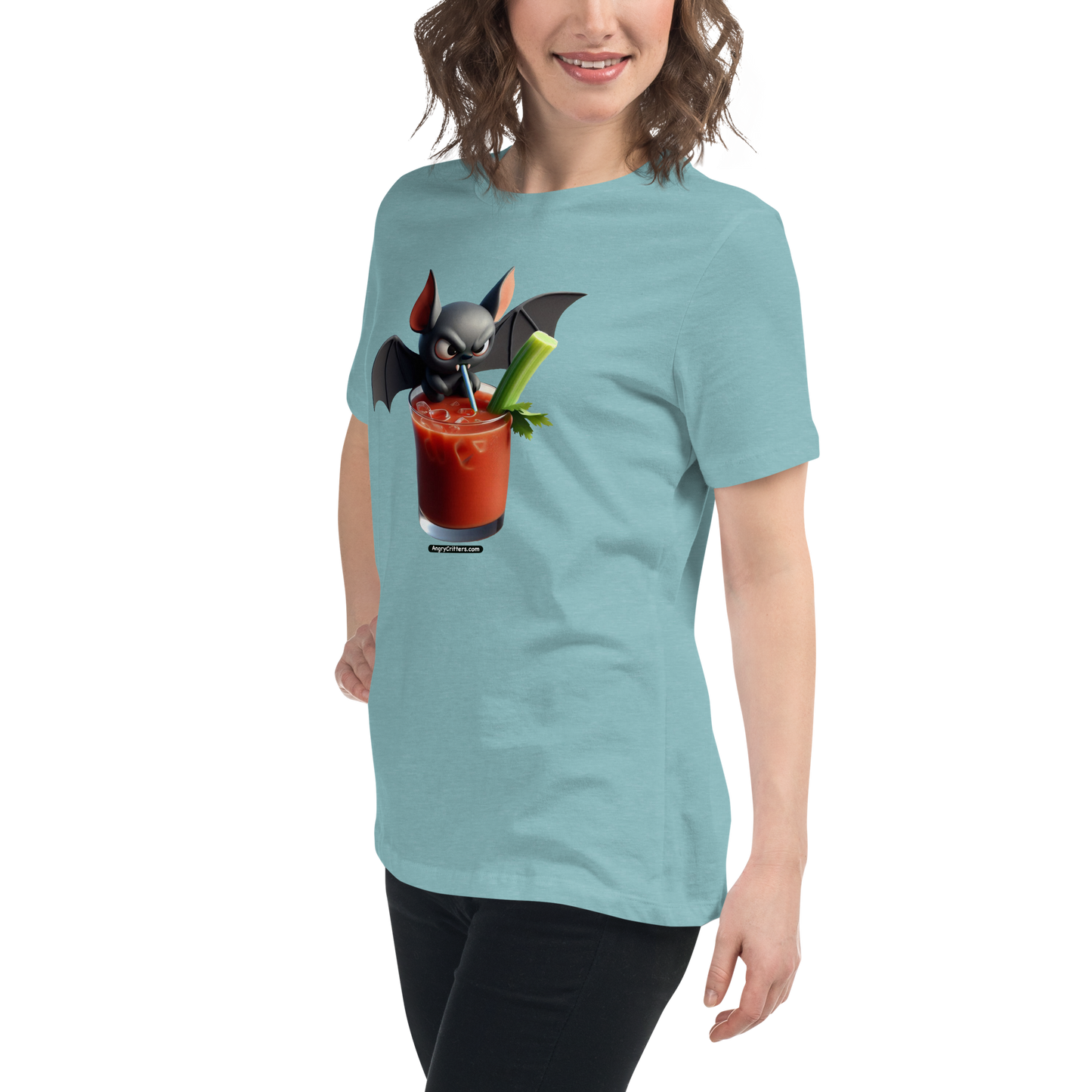 Angry Critters - Bat with Bloody Mary, Women's Relaxed T-Shirt