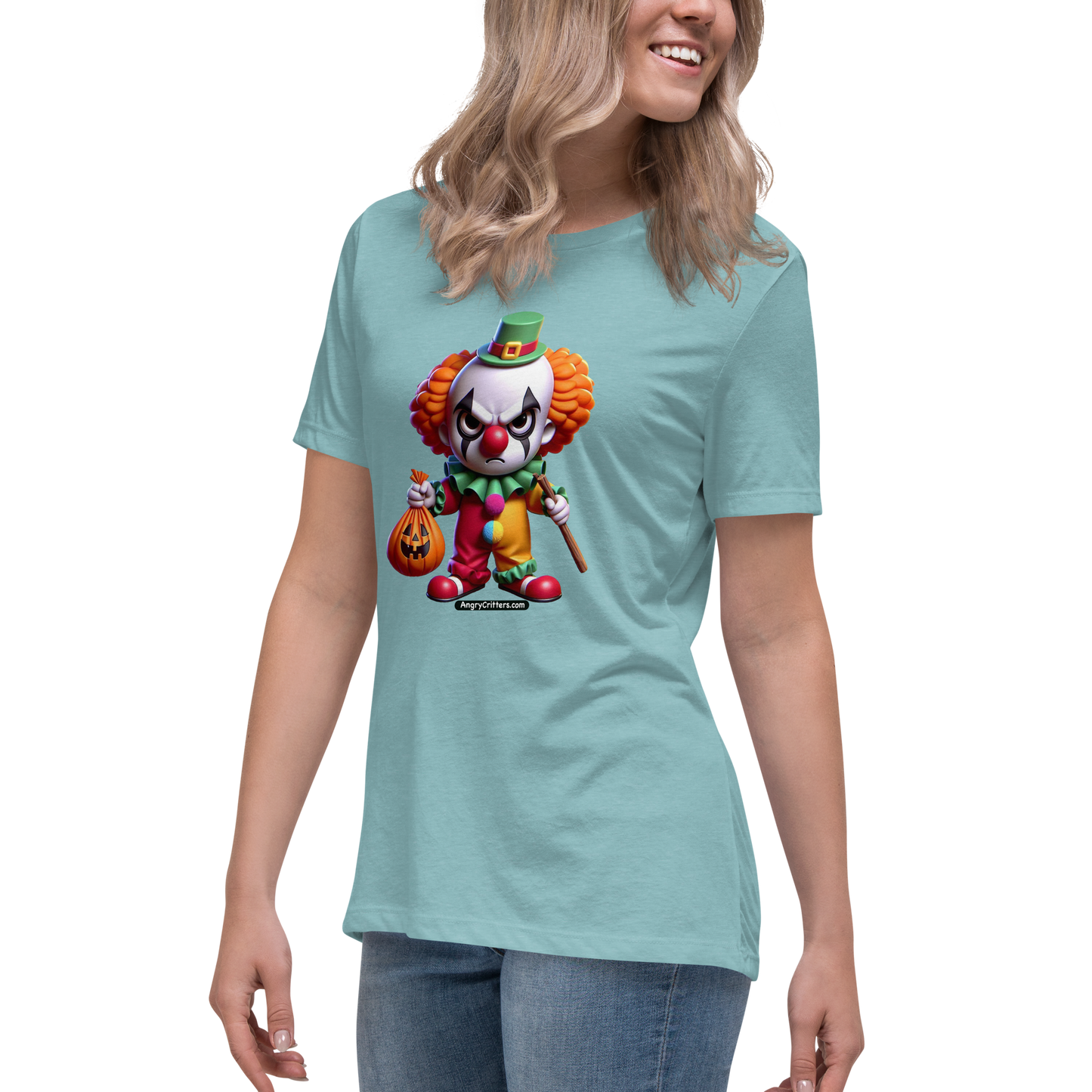 Angry Critters - Halloween Clown Orange, Women's Relaxed T-Shirt