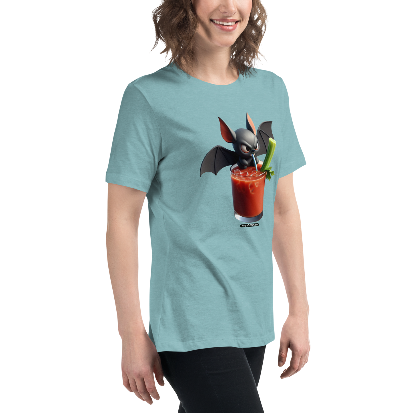 Angry Critters - Bat with Bloody Mary, Women's Relaxed T-Shirt