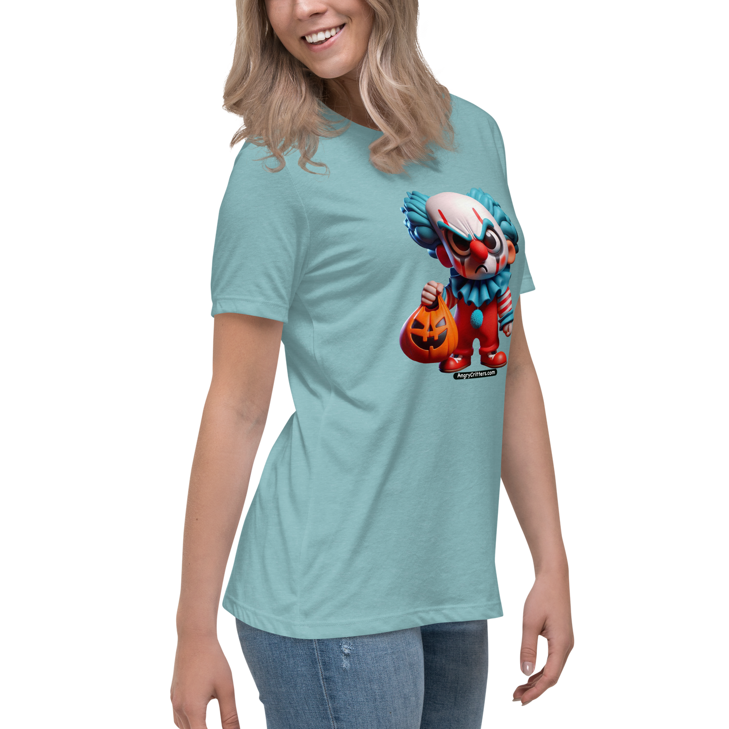 Angry Critters - Halloween Clown Blue, Women's Relaxed T-Shirt