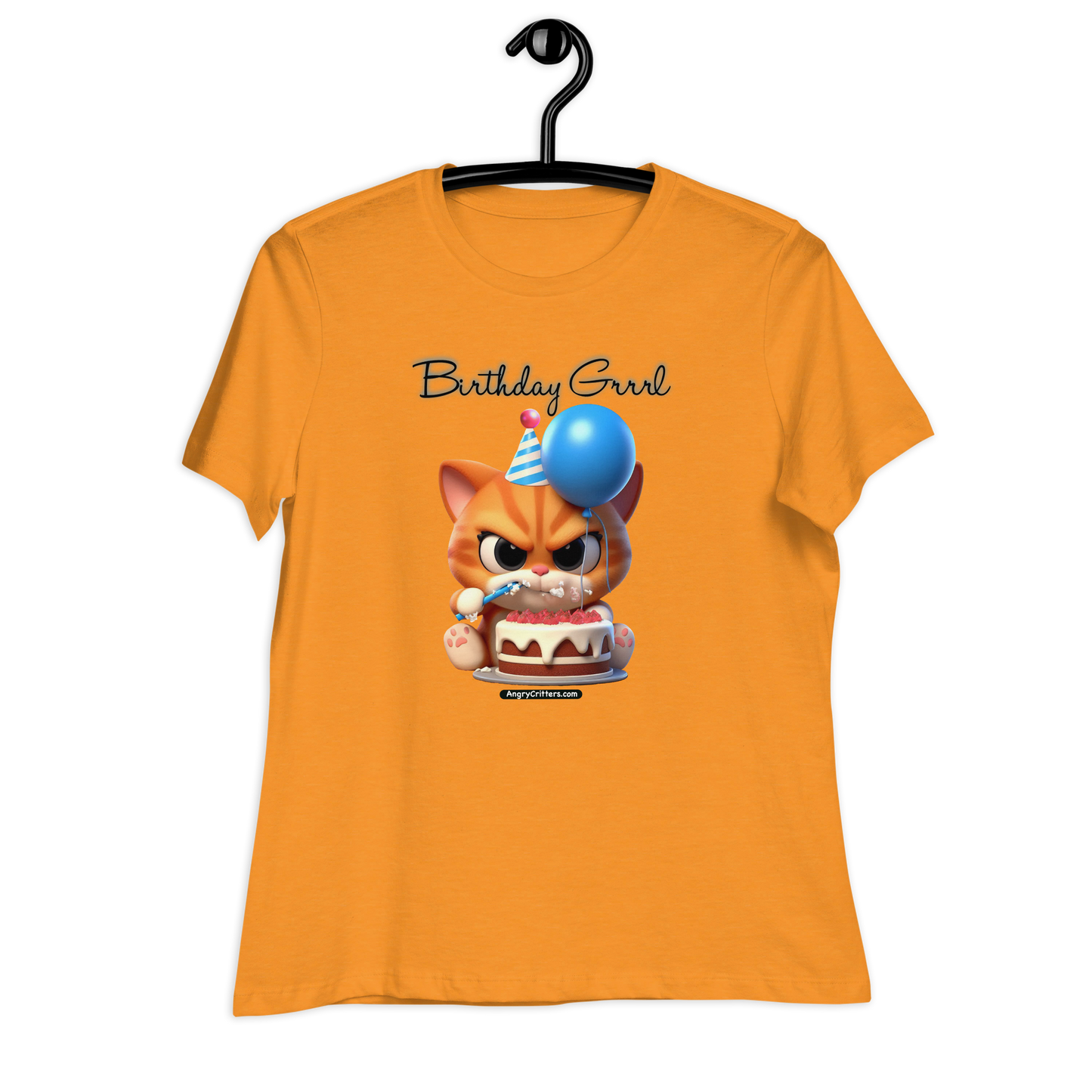 Angry Critters - Birthday Grrrl, Orange Kitty, Women's Relaxed T-Shirt