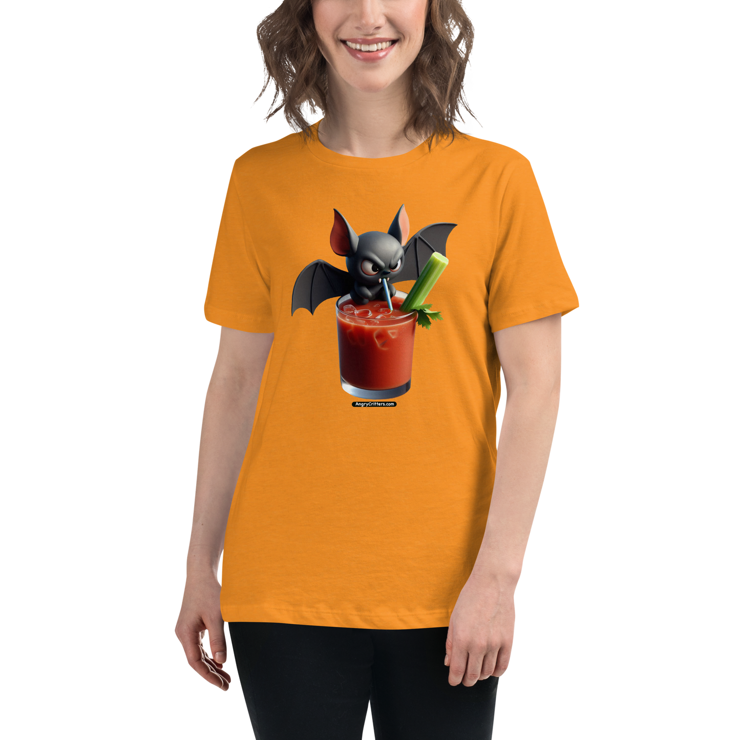 Angry Critters - Bat with Bloody Mary, Women's Relaxed T-Shirt