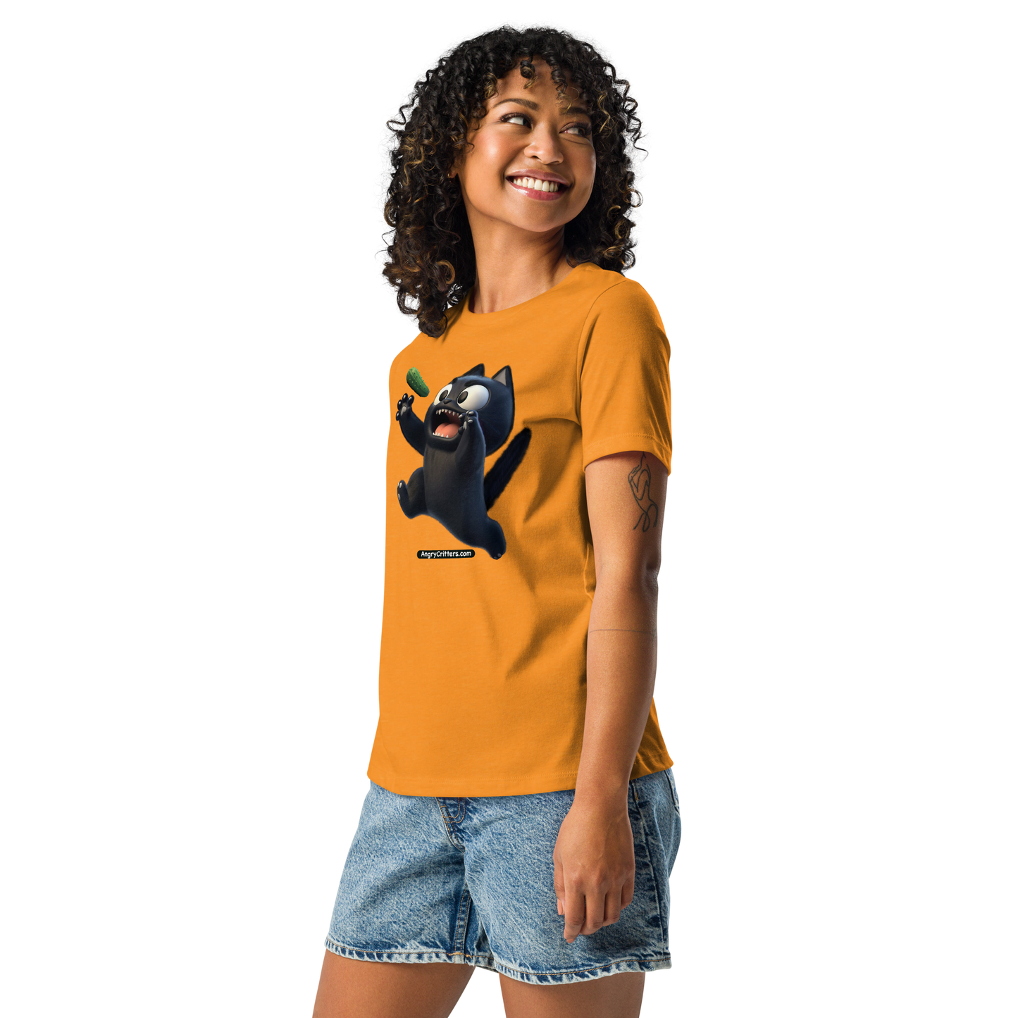 Angry Critters - Black Cat Scare, Women's Relaxed T-Shirt