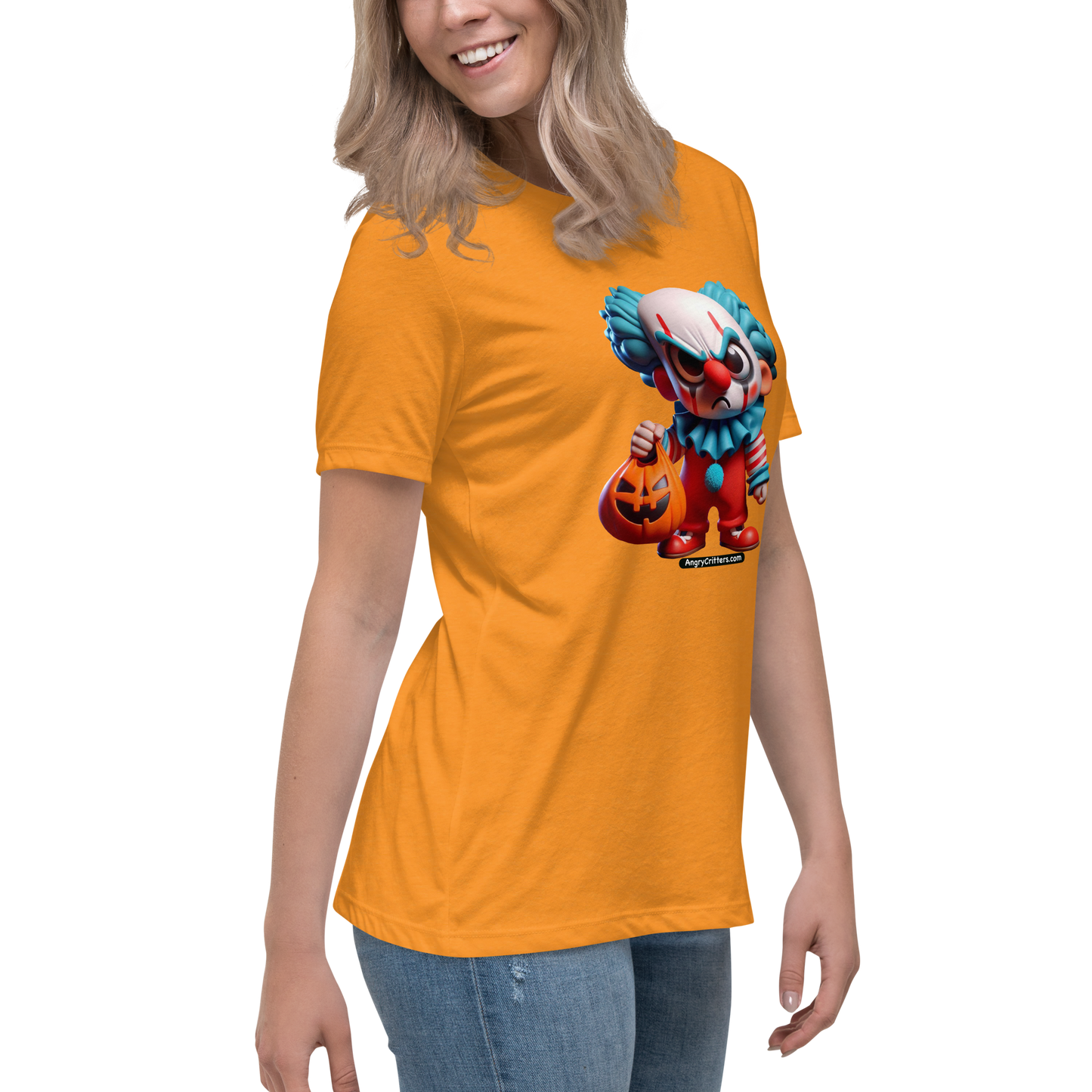 Angry Critters - Halloween Clown Blue, Women's Relaxed T-Shirt