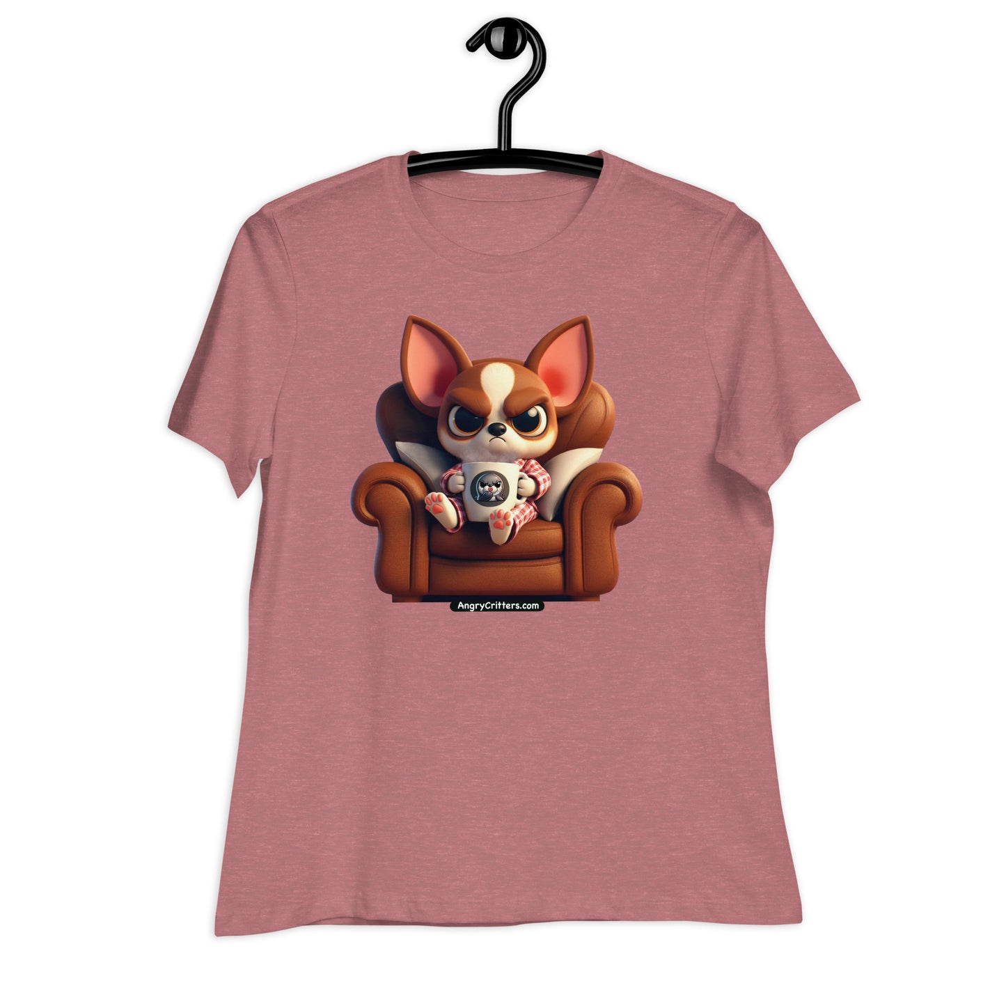 Angry Critters - Chihuahua Drinking Coffee Women's Relaxed T-Shirt