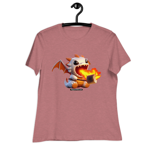 Angry Critters - Dragon Toasting Marshmallow, Women's Relaxed T-Shirt