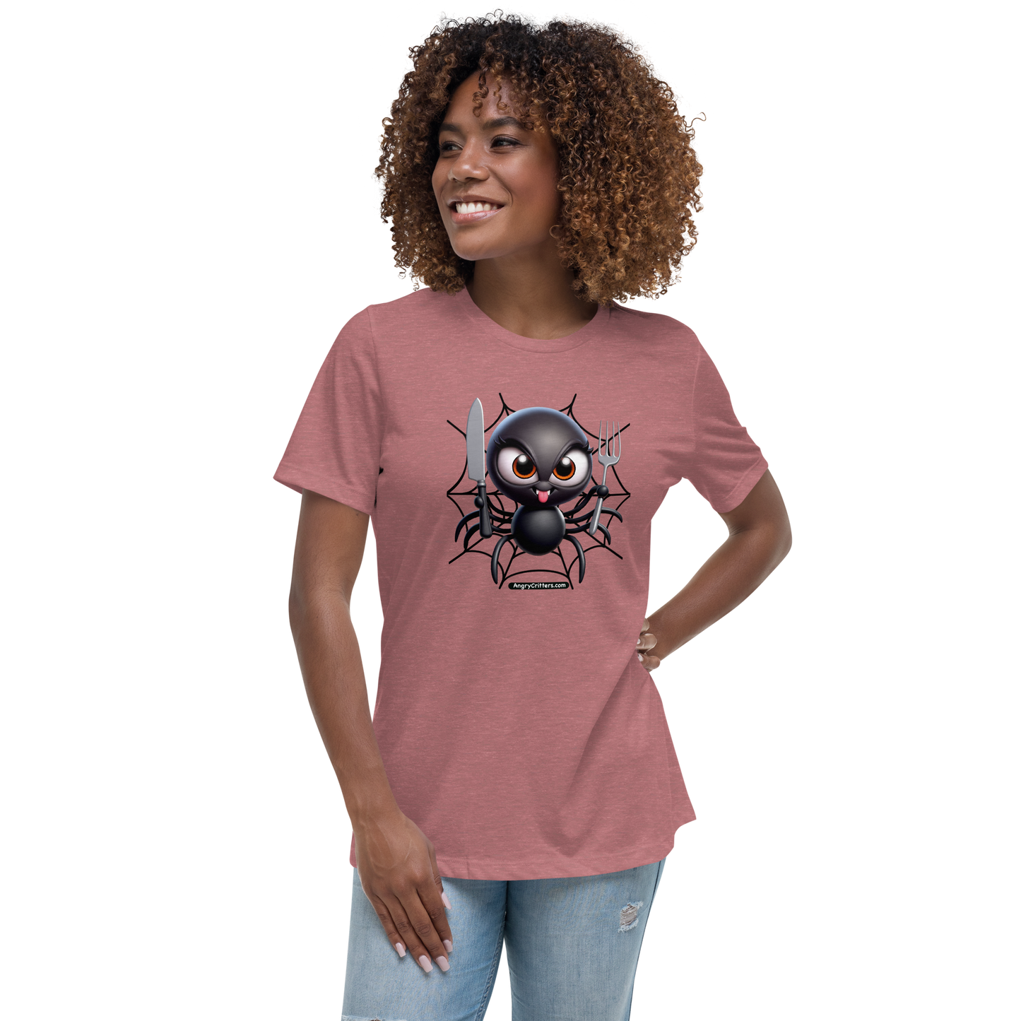 Angry Critters - Black Widow Spider, Women's Relaxed T-Shirt