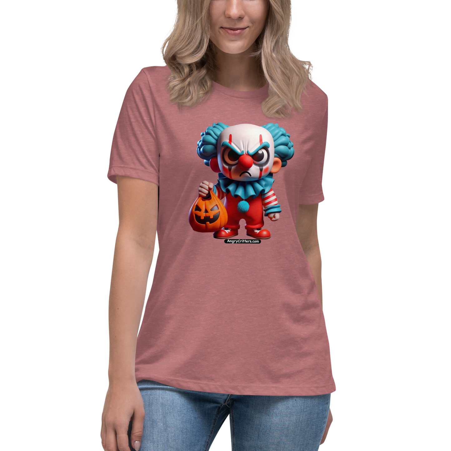 Angry Critters - Halloween Clown Blue, Women's Relaxed T-Shirt