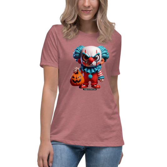 Angry Critters - Halloween Clown Blue, Women's Relaxed T-Shirt