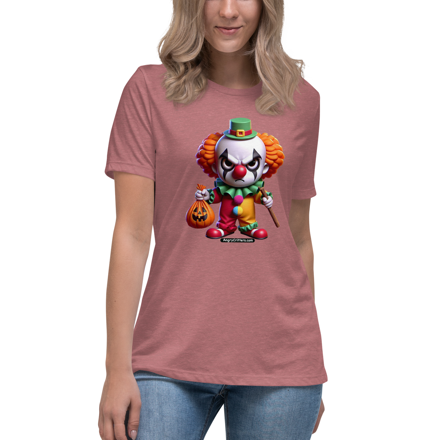 Angry Critters - Halloween Clown Orange, Women's Relaxed T-Shirt