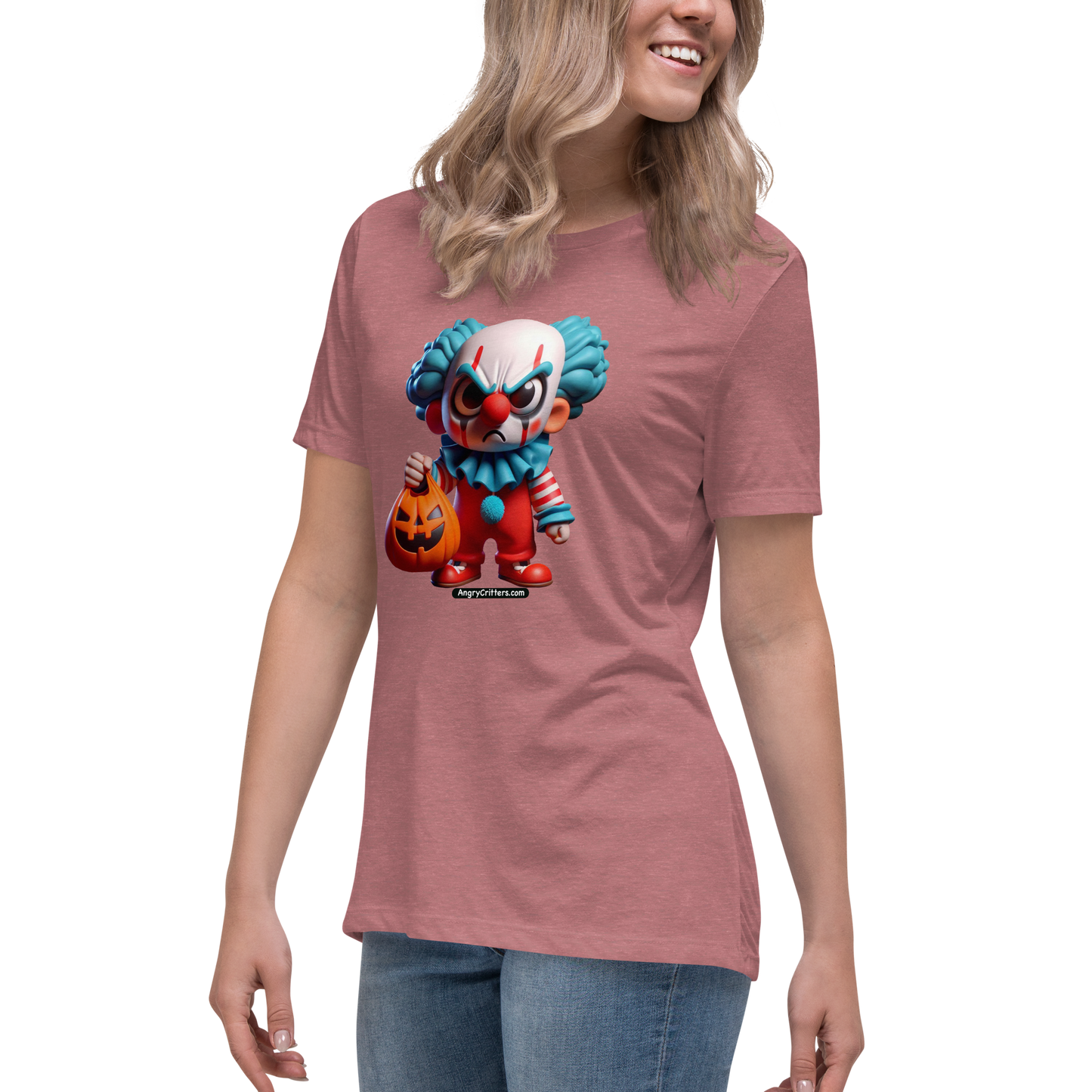 Angry Critters - Halloween Clown Blue, Women's Relaxed T-Shirt